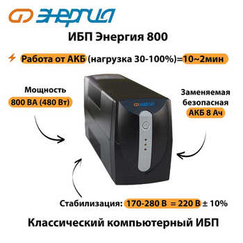 Энергия ИБП 800 - ИБП и АКБ - ИБП для компьютера - Магазин электрооборудования Проф-Электрик